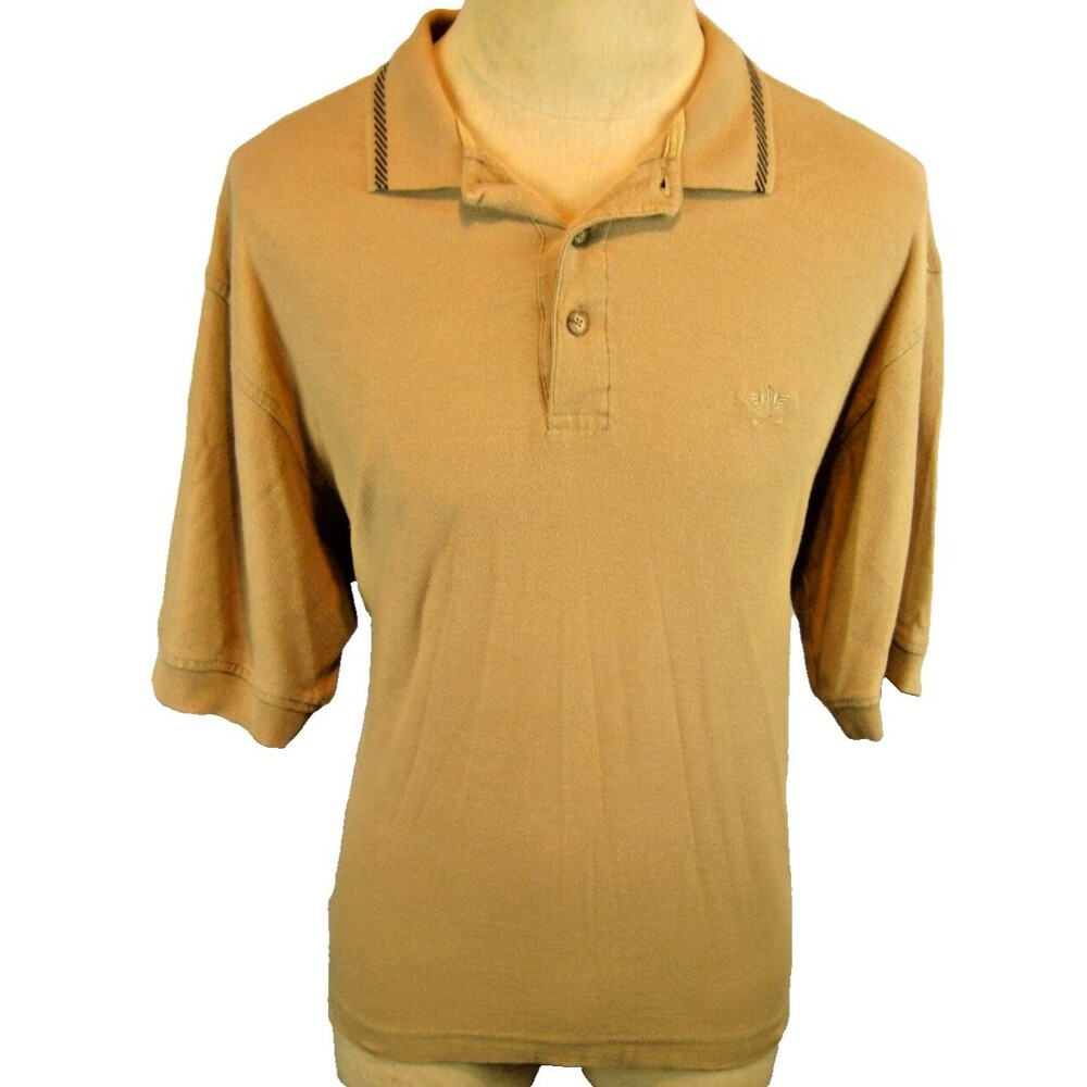 Mens Dockers Tan Cotton SS Golf Polo Casual Shirt sz L